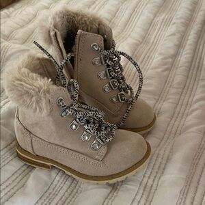 Kids Tan Fur-Lined Boots